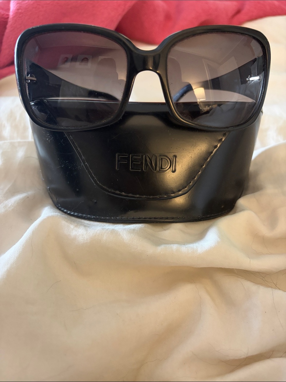 Fendi Black Oversized Sunglasses with Black Case